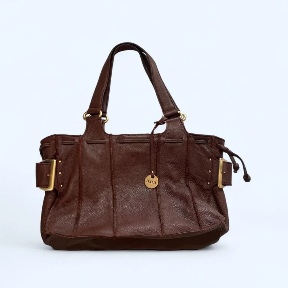ANA Y2K Brown Soft Leather Gold Hardware Hobo Shoulder Purse